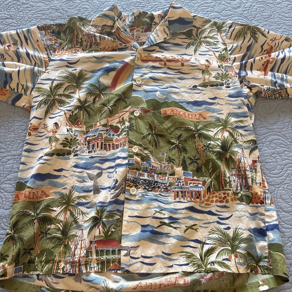Reyn Spooner Hawaiian Traditionals Medium Shirt Lahaina Resort Beach Cruise